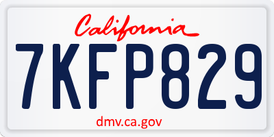 CA license plate 7KFP829