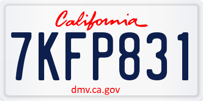 CA license plate 7KFP831