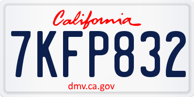 CA license plate 7KFP832