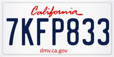CA license plate 7KFP833