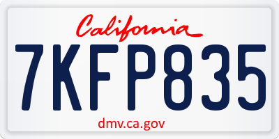 CA license plate 7KFP835