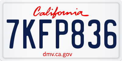 CA license plate 7KFP836