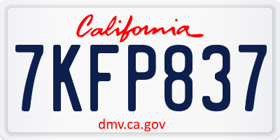 CA license plate 7KFP837