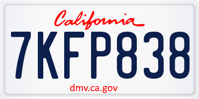 CA license plate 7KFP838