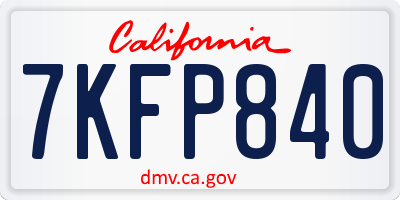 CA license plate 7KFP840
