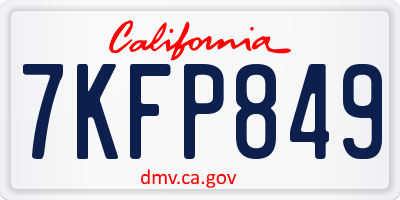 CA license plate 7KFP849