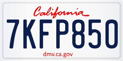 CA license plate 7KFP850