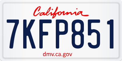 CA license plate 7KFP851