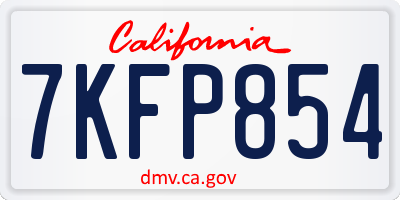 CA license plate 7KFP854