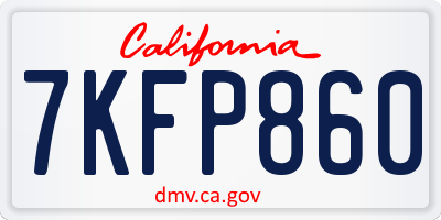 CA license plate 7KFP860