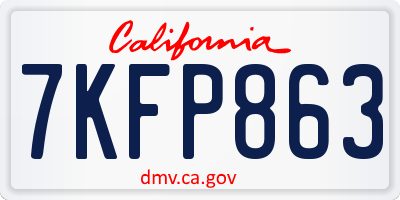 CA license plate 7KFP863