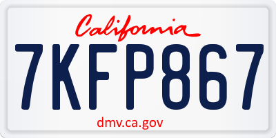 CA license plate 7KFP867