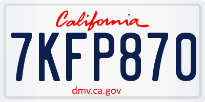 CA license plate 7KFP870