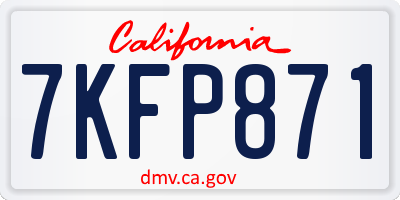 CA license plate 7KFP871