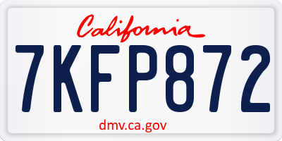 CA license plate 7KFP872