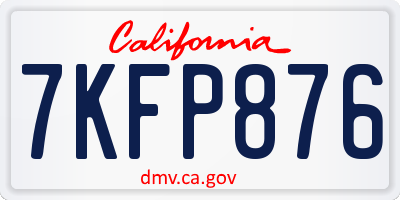 CA license plate 7KFP876