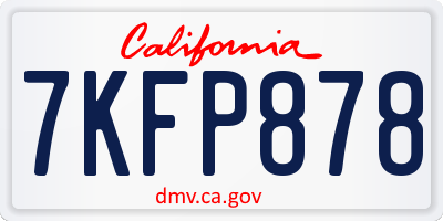 CA license plate 7KFP878