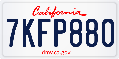 CA license plate 7KFP880