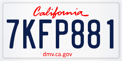 CA license plate 7KFP881