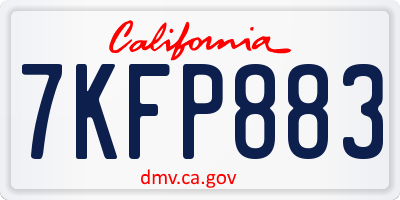 CA license plate 7KFP883