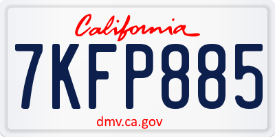 CA license plate 7KFP885