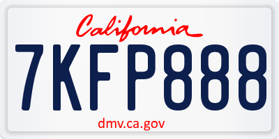 CA license plate 7KFP888