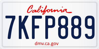 CA license plate 7KFP889