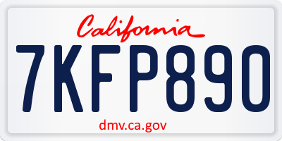 CA license plate 7KFP890