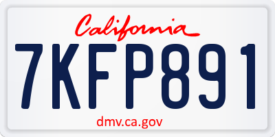CA license plate 7KFP891