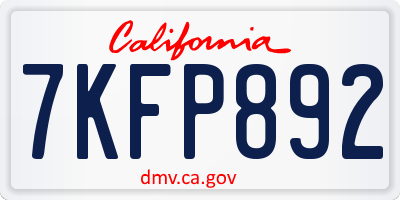 CA license plate 7KFP892