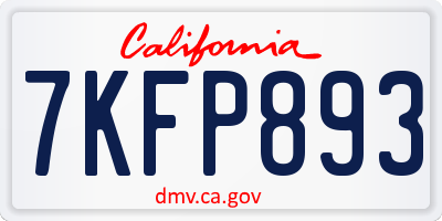 CA license plate 7KFP893