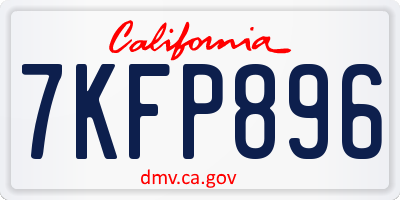 CA license plate 7KFP896