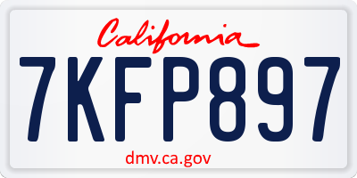 CA license plate 7KFP897
