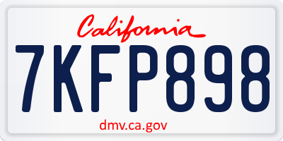 CA license plate 7KFP898