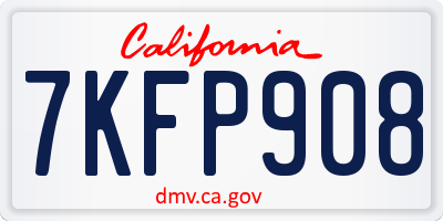 CA license plate 7KFP908