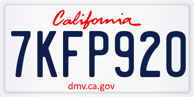 CA license plate 7KFP920