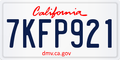 CA license plate 7KFP921