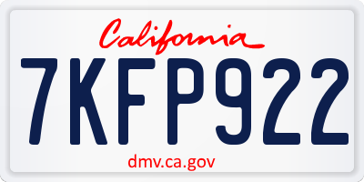 CA license plate 7KFP922
