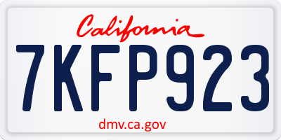 CA license plate 7KFP923