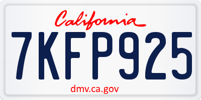 CA license plate 7KFP925