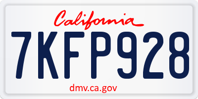 CA license plate 7KFP928