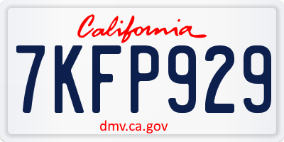 CA license plate 7KFP929