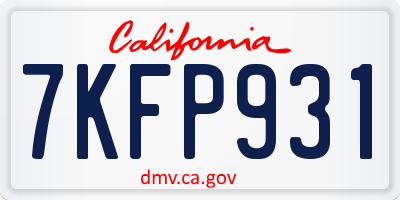 CA license plate 7KFP931