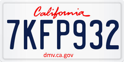 CA license plate 7KFP932