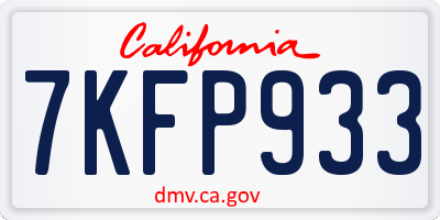CA license plate 7KFP933