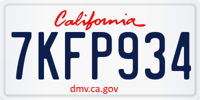 CA license plate 7KFP934