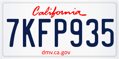 CA license plate 7KFP935