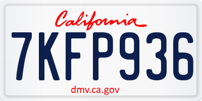 CA license plate 7KFP936