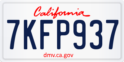 CA license plate 7KFP937