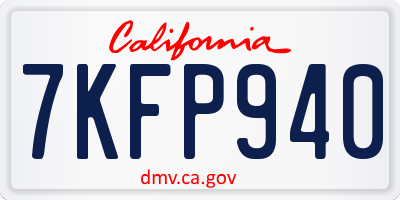 CA license plate 7KFP940